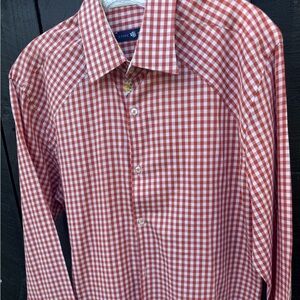 Sonoma Men's Red and White Checkered Dress Shirt